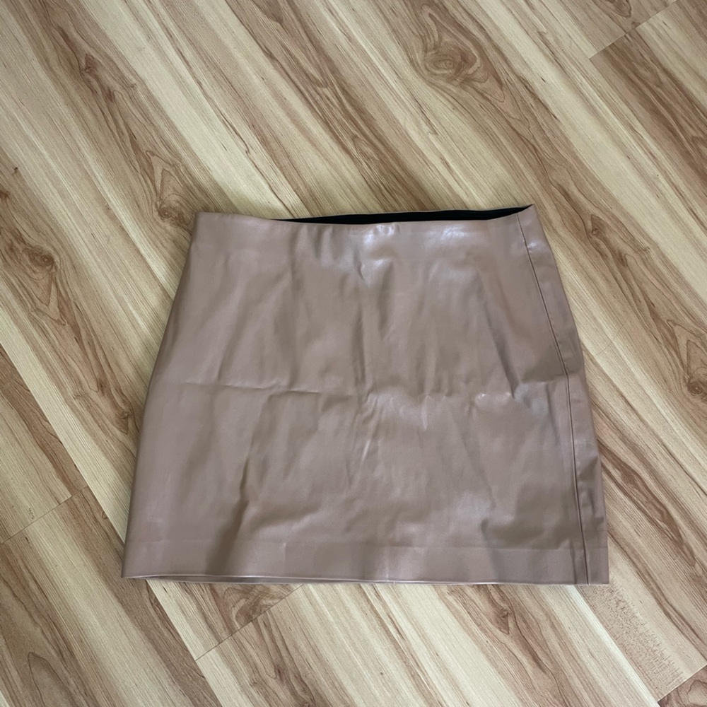 Brown leather mini skirt